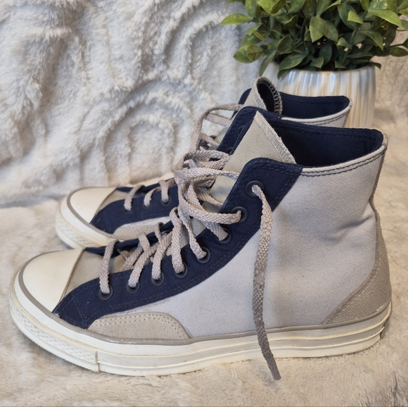 Converse Chuck 70 Court High Sneakers Beige/Navy Style# 171686C Men's Size 8 - Picture 7 of 13